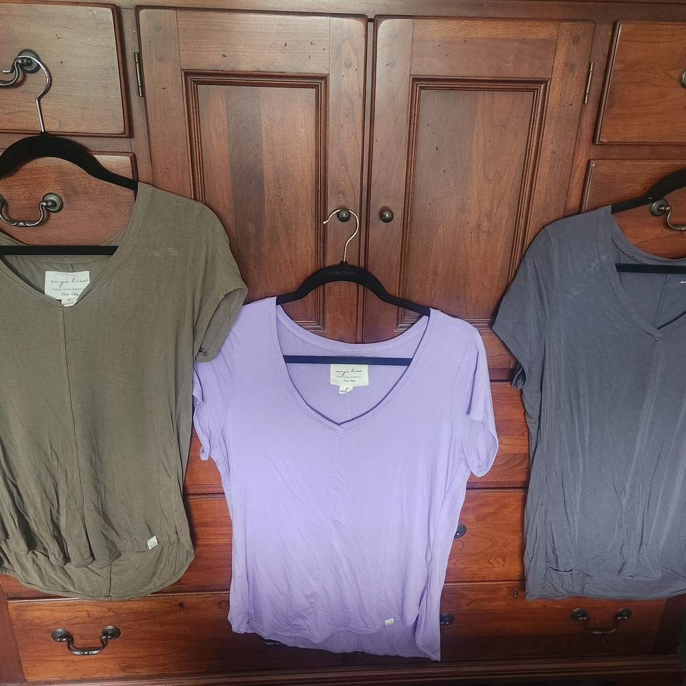 evy's tree V-Neck Tops - Purple, Gray, and Olive